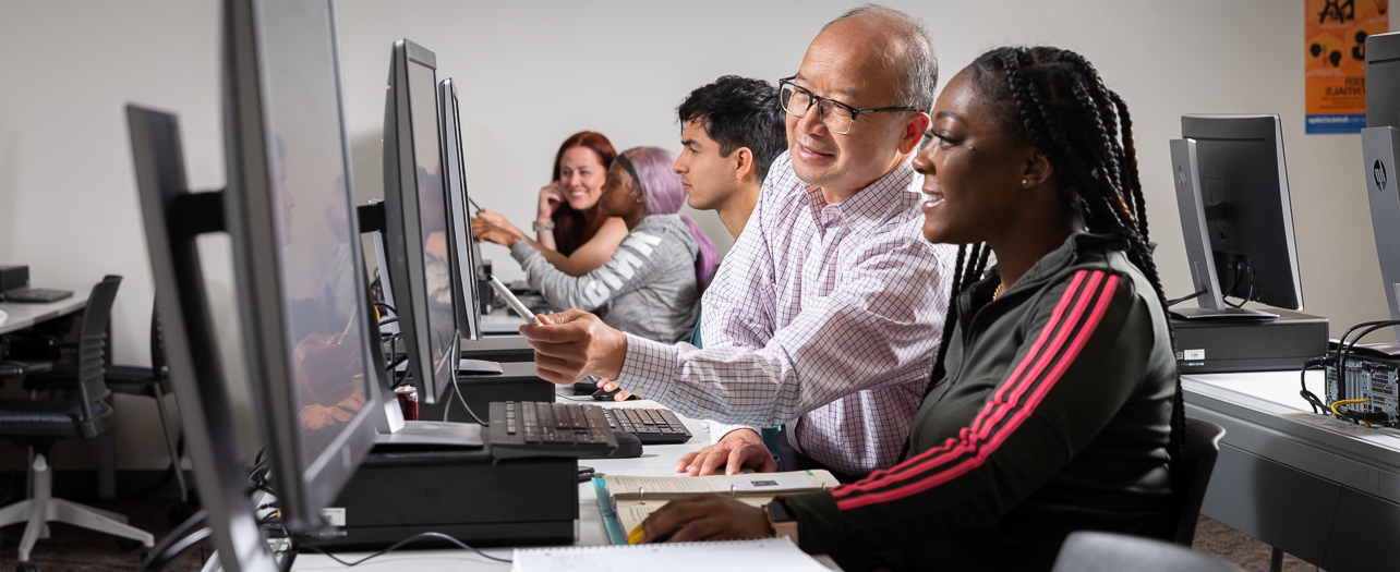 Advisor helping a student