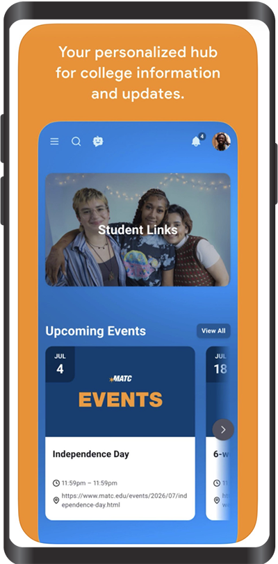 myMATC app on phone