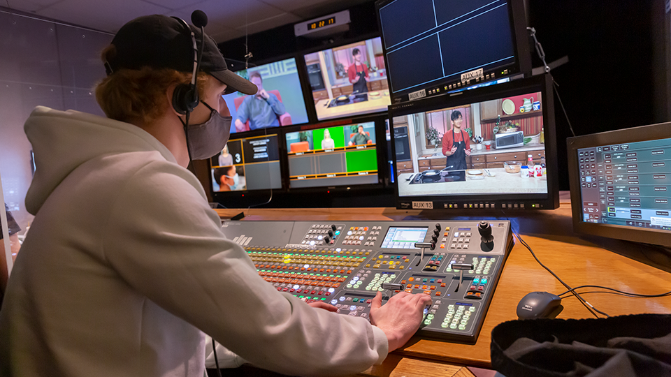 two person interview in tv studio