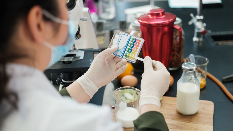 Student uses food science technology equipment and tools to test food samples