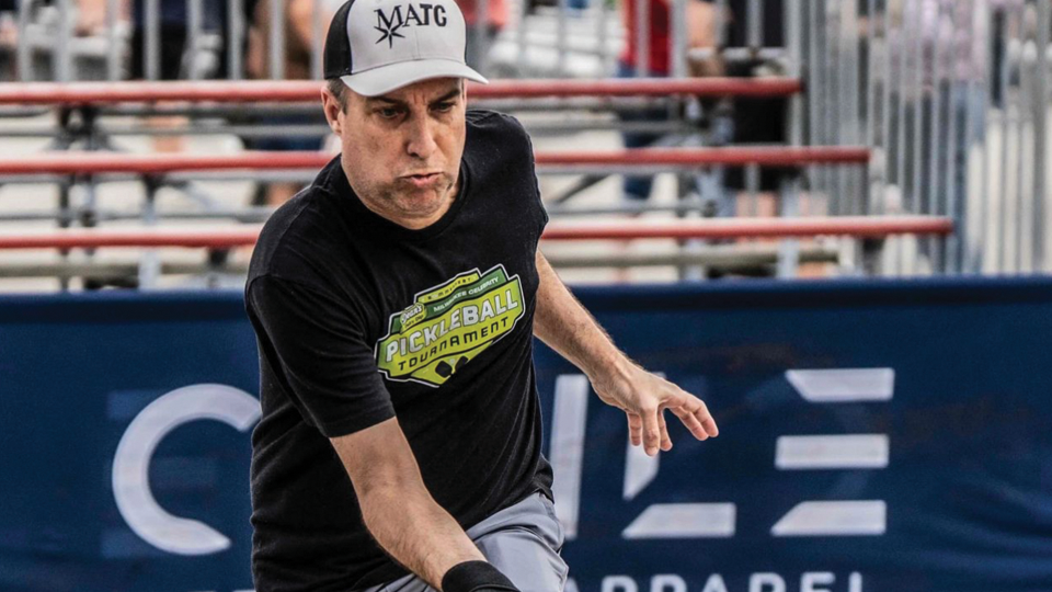 Cruz playing pickle ball