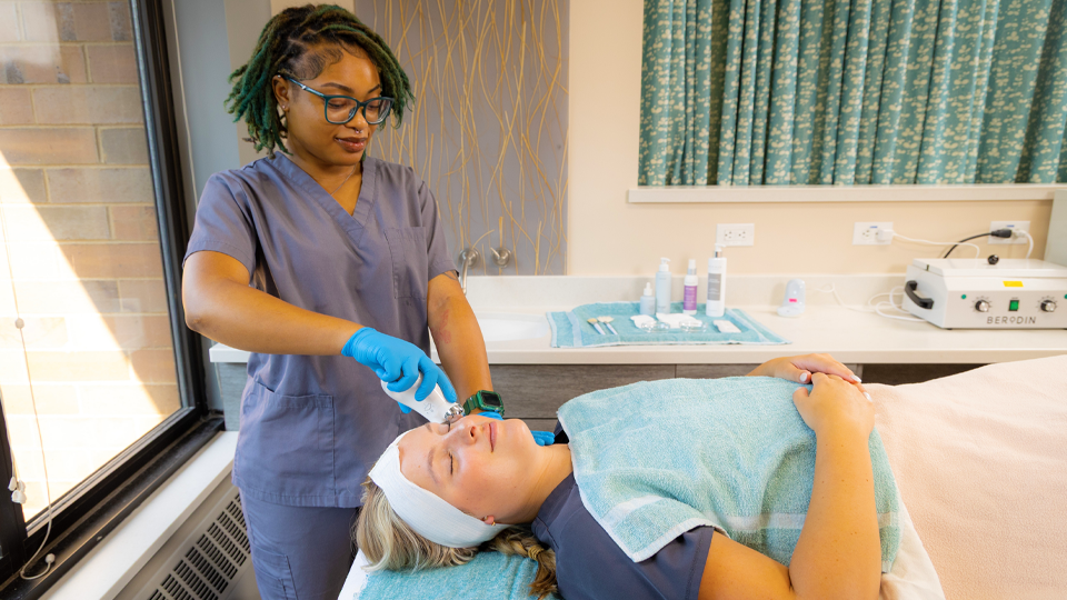 Lady performs operation